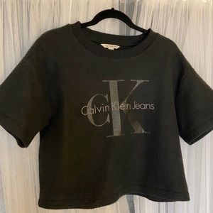 Calvin Klein Jeans Black Fleece Crop Top Size M